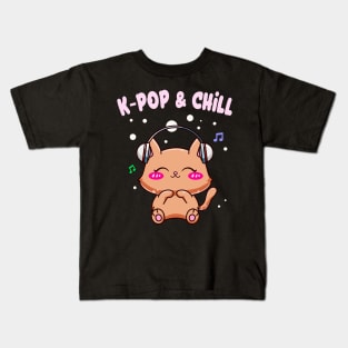 K-Pop & Chill Cute Kawaii Kitty Cat Kids T-Shirt